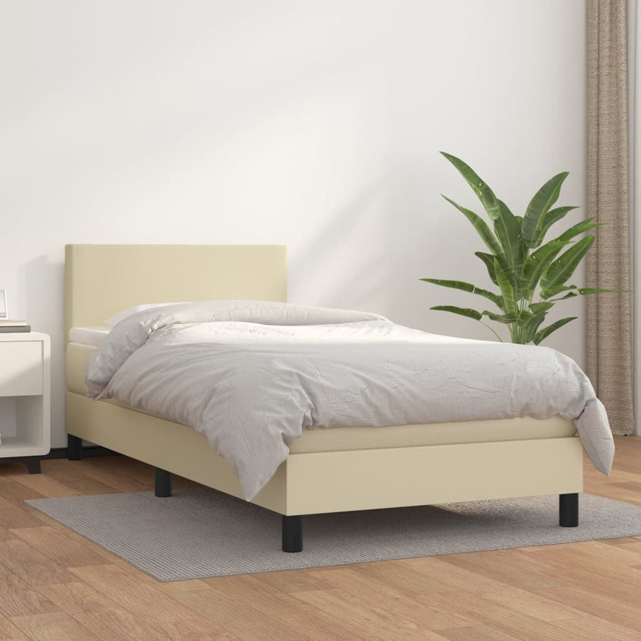 Boxspring Met Matras Kunstleer Kleurig Crème 80 x 200 cm