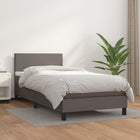 Boxspring Met Matras Kunstleer Grijs 80 x 200 cm Effen ontwerp