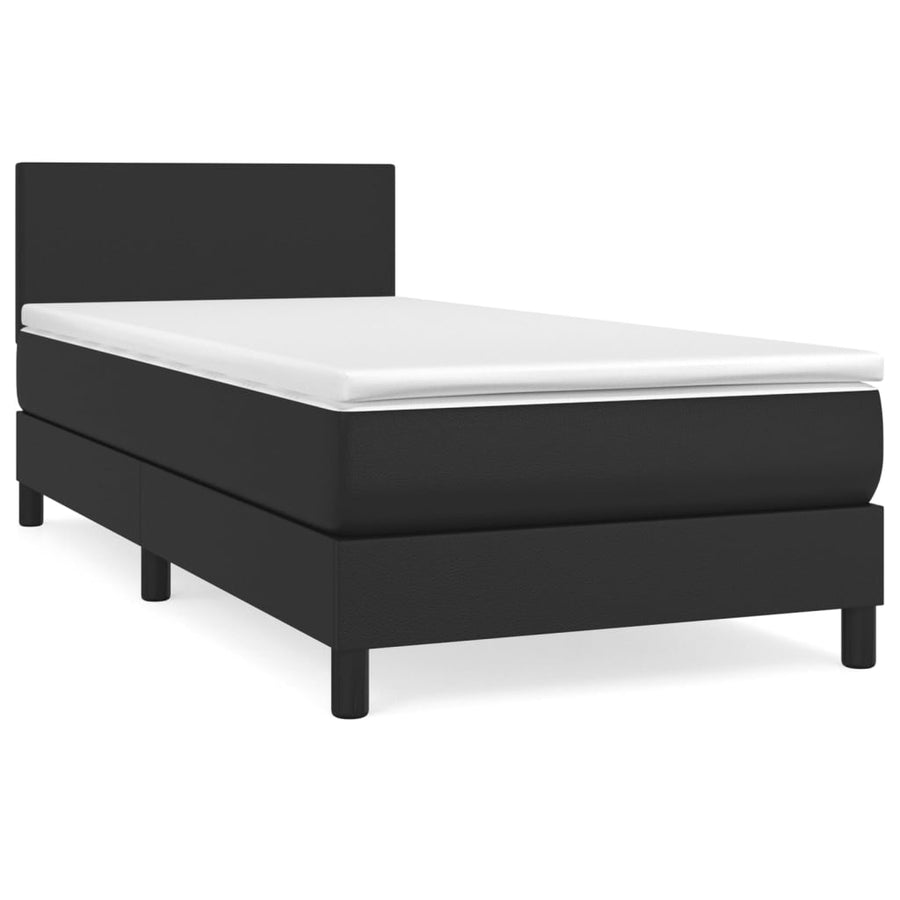 Boxspring Met Matras Kunstleer Zwart 90 x 200 cm Effen ontwerp