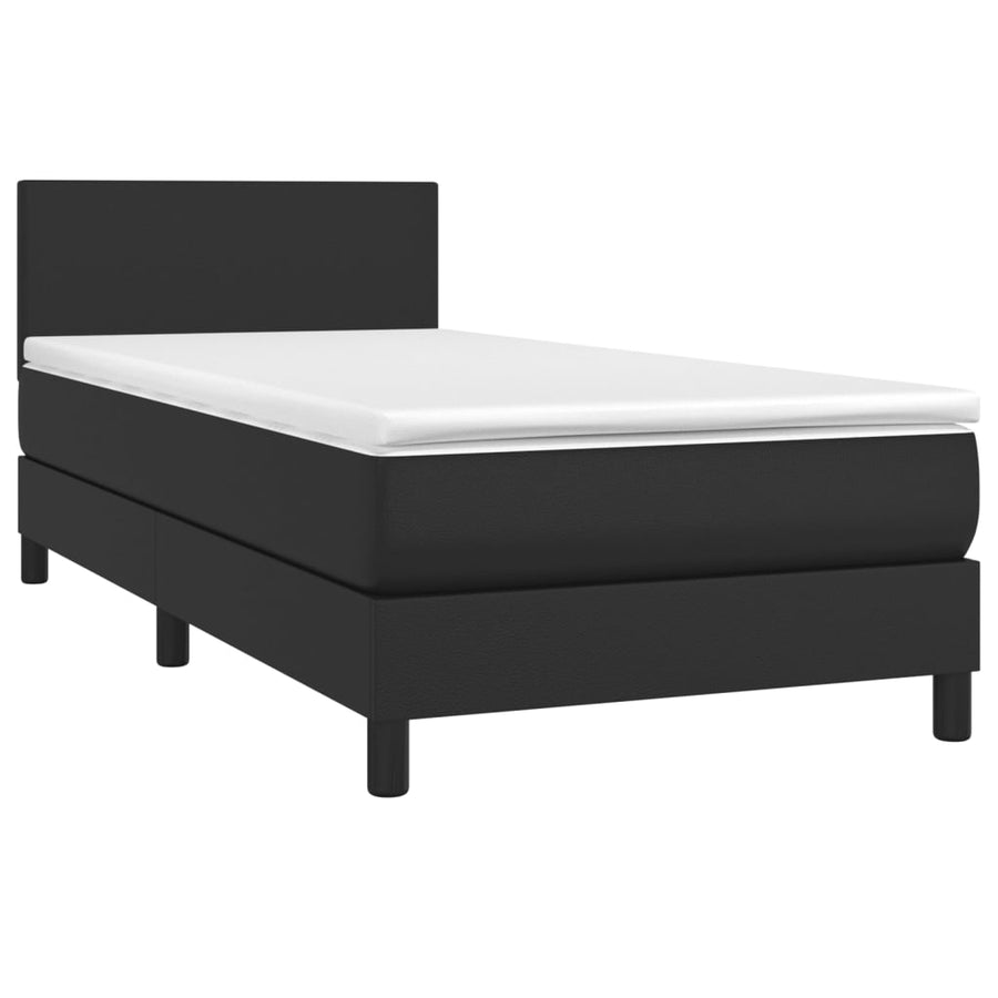 Boxspring Met Matras Kunstleer Zwart 100 x 200 cm Effen ontwerp