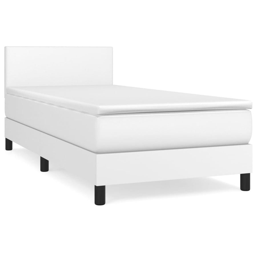 Boxspring Met Matras Kunstleer Wit 100 x 200 cm Effen ontwerp