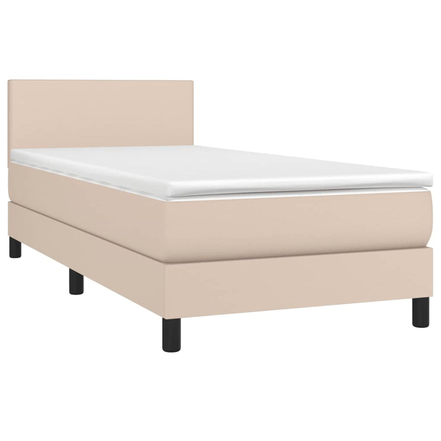 Boxspring Met Matras Kunstleer Kleurig Cappuccino 100 x 200 cm Effen ontwerp