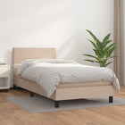 Boxspring Met Matras Kunstleer Kleurig Cappuccino 100 x 200 cm Effen ontwerp