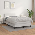 Boxspring Met Matras Kunstleer Wit 120 x 200 cm Effen ontwerp