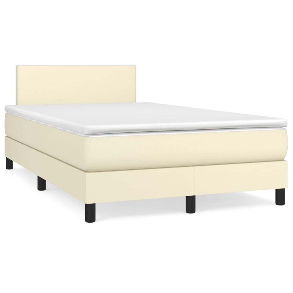 Boxspring Met Matras Kunstleer Crèmekleurig 120X200 Cm 120 x 200 cm