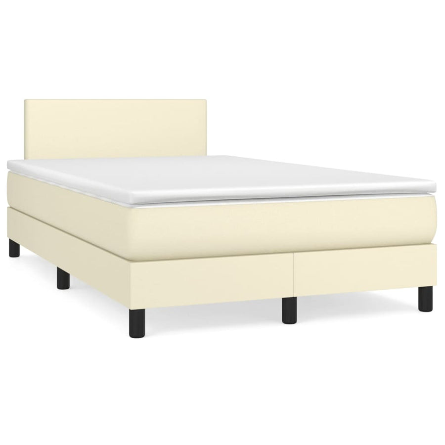 Boxspring Met Matras Kunstleer Crèmekleurig 120X200 Cm 120 x 200 cm