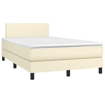 Boxspring Met Matras Kunstleer Crèmekleurig 120X200 Cm 120 x 200 cm