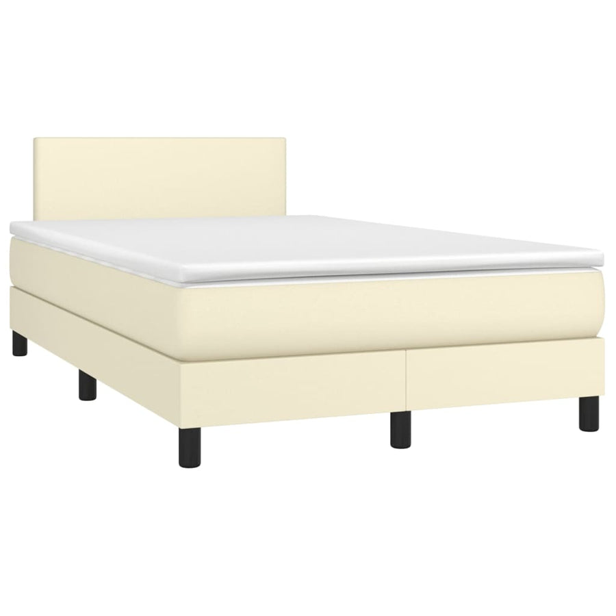 Boxspring Met Matras Kunstleer Crèmekleurig 120X200 Cm 120 x 200 cm