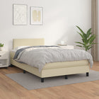 Faux Leather Cream Boxspring Bed with Mattress 120 x 200 cm