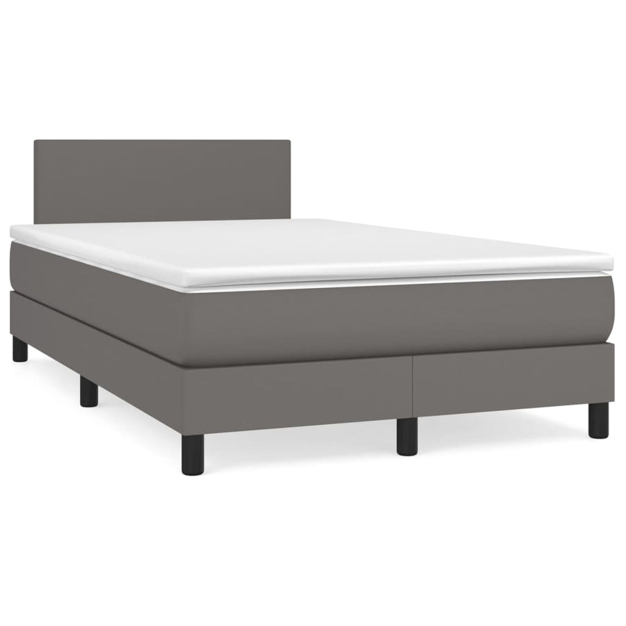 Boxspring Met Matras Kunstleer Grijs 120 x 200 cm Effen ontwerp