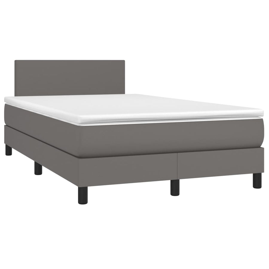 Boxspring Met Matras Kunstleer Grijs 120 x 200 cm Effen ontwerp
