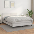 Boxspring Met Matras Kunstleer Wit 140 x 190 cm Effen ontwerp