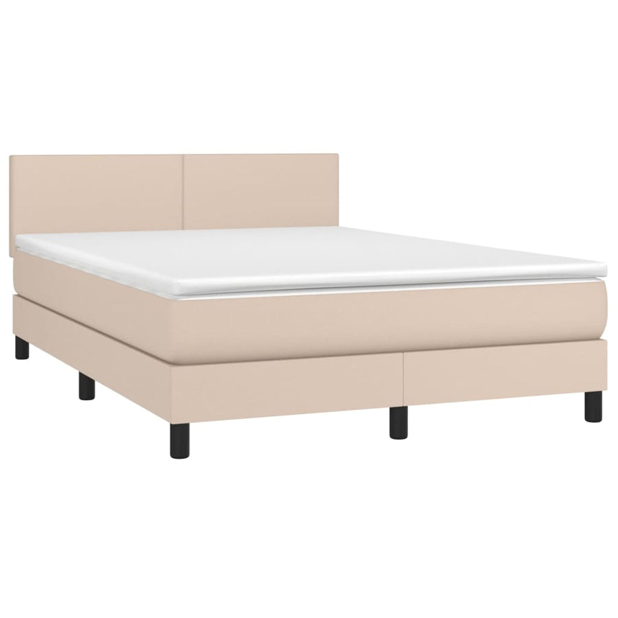 Boxspring met matras kunstleer cappuccinokleurig 140x190 cm 140 x 190 cm Cappuccino
