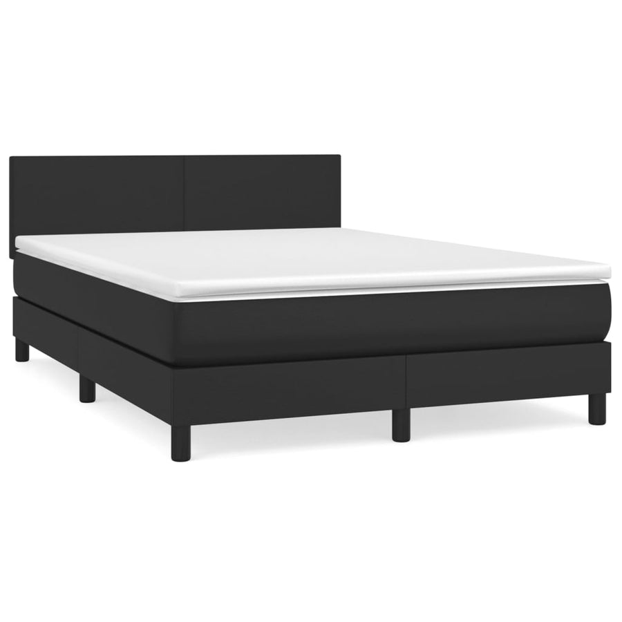 Boxspring Met Matras Kunstleer Zwart 140 x 200 cm Effen ontwerp