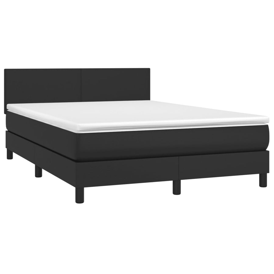 Boxspring Met Matras Kunstleer Zwart 140 x 200 cm Effen ontwerp