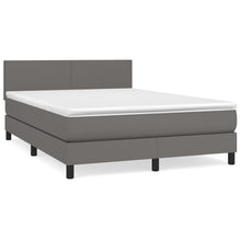 Boxspring Met Matras Kunstleer Grijs 140 x 200 cm Effen ontwerp