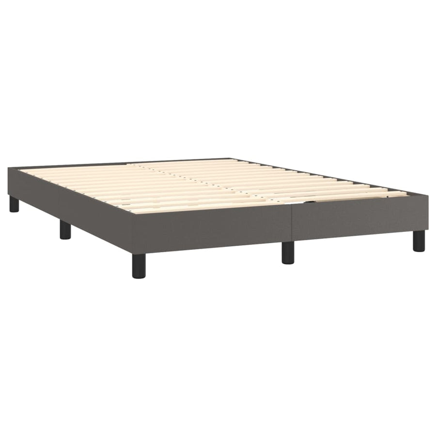 Boxspring Met Matras Kunstleer Grijs 140 x 200 cm Effen ontwerp