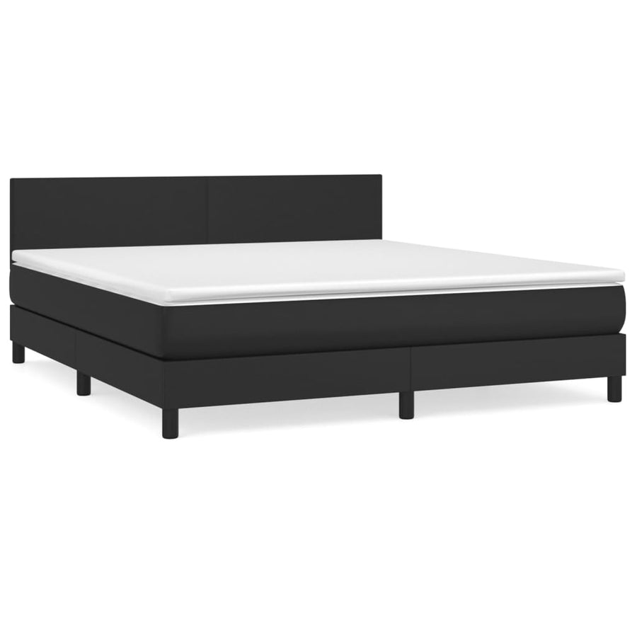 Boxspring Met Matras Kunstleer Zwart 160 x 200 cm Effen ontwerp