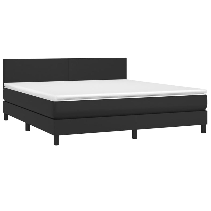 Boxspring Met Matras Kunstleer Zwart 160 x 200 cm Effen ontwerp