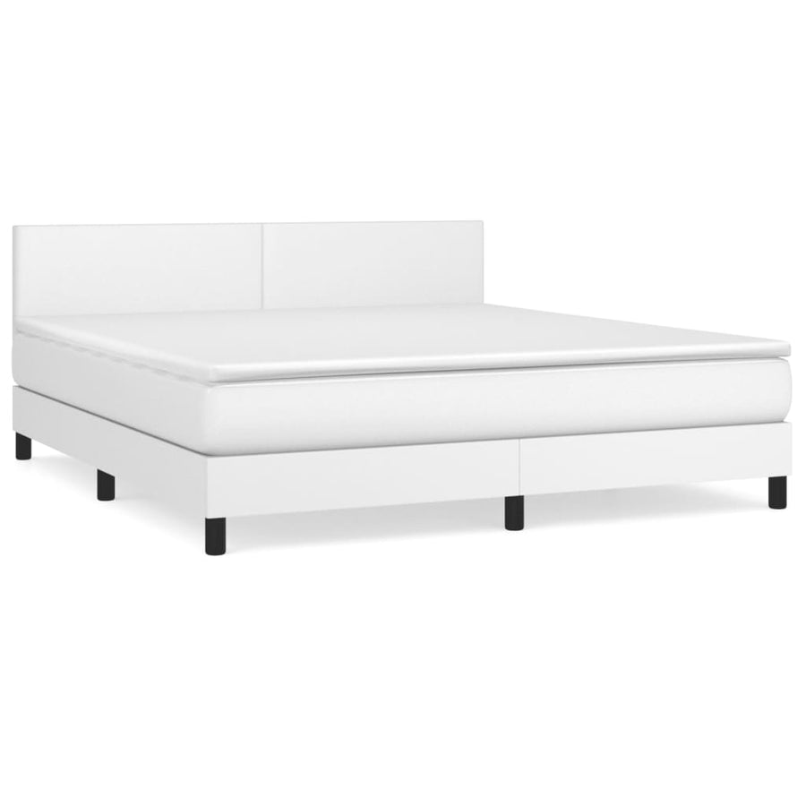 Boxspring Met Matras Kunstleer Wit 160 x 200 cm Effen ontwerp