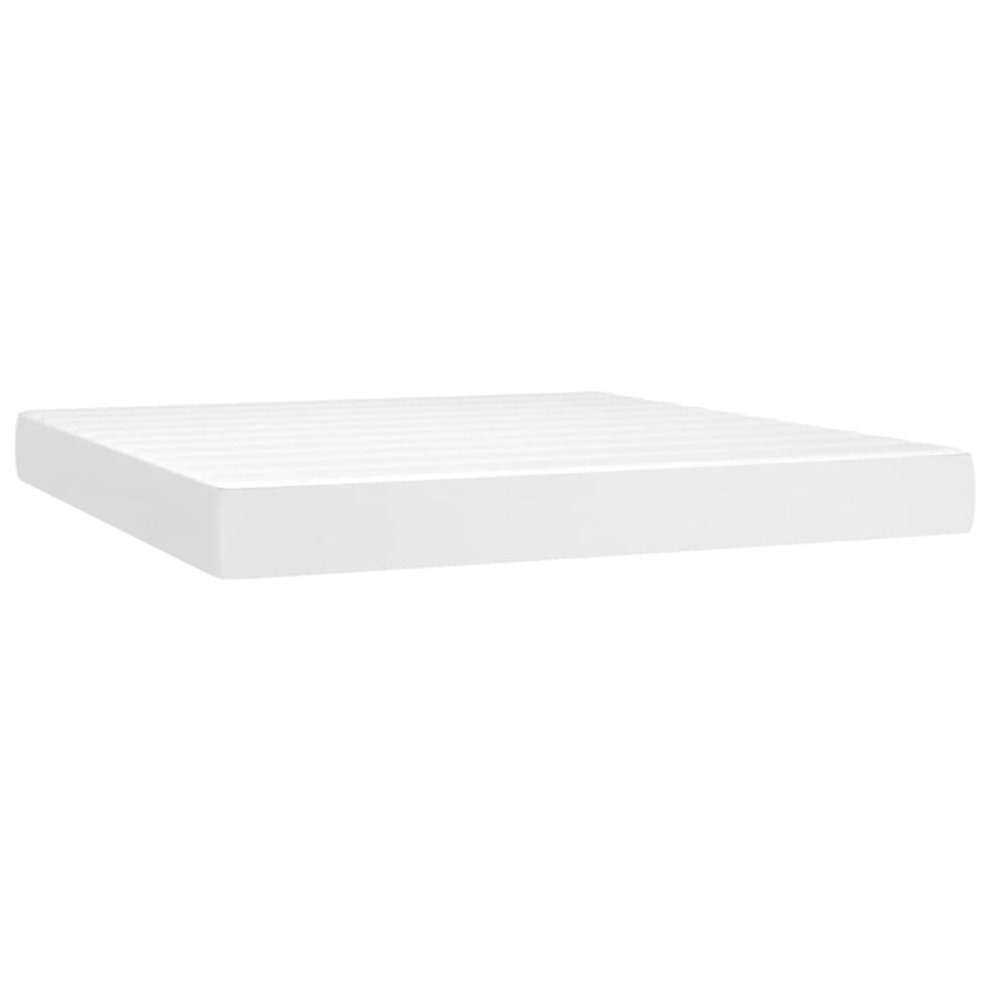 Boxspring Met Matras Kunstleer Wit 160 x 200 cm Effen ontwerp