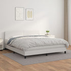 Boxspring Met Matras Kunstleer Wit 160 x 200 cm Effen ontwerp