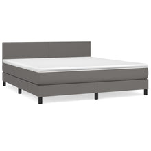 Boxspring Met Matras Kunstleer Grijs 160 x 200 cm Effen ontwerp