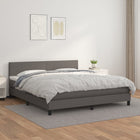 Boxspring Met Matras Kunstleer Grijs 160 x 200 cm Effen ontwerp