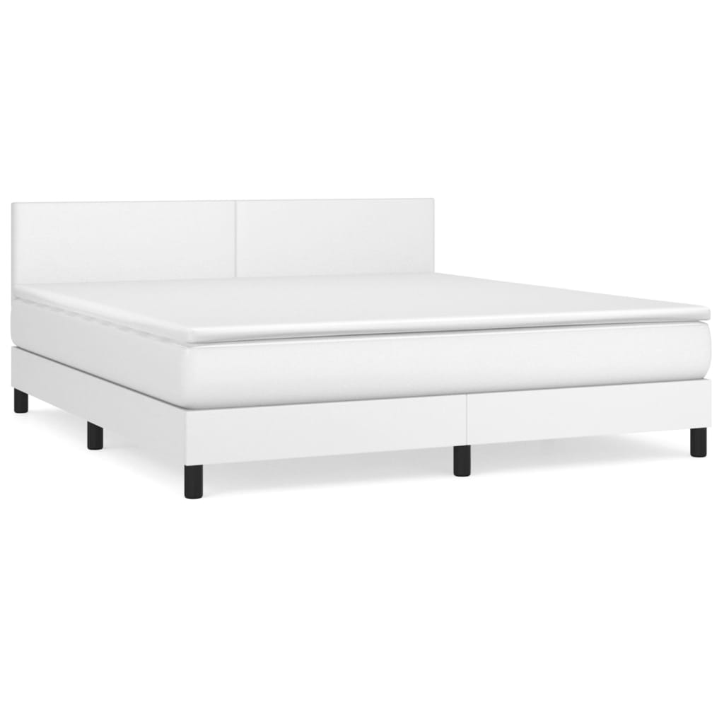 Boxspring Met Matras Kunstleer Wit 180 x 200 cm Effen ontwerp