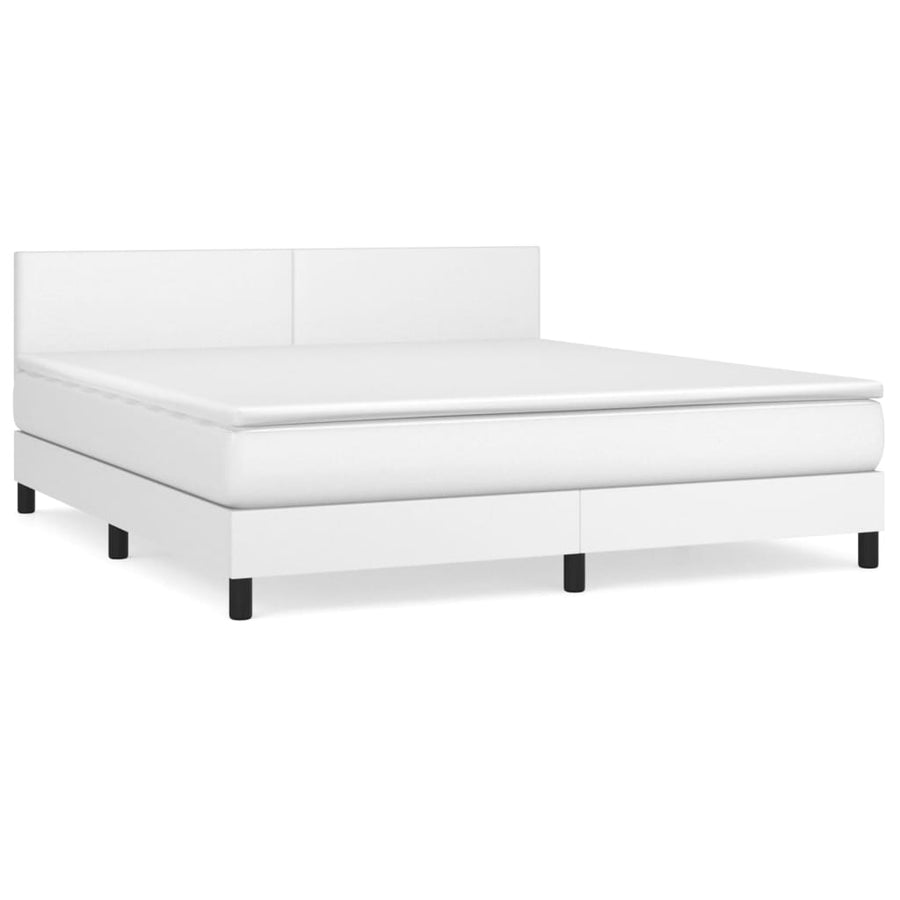 Boxspring Met Matras Kunstleer Wit 180 x 200 cm Effen ontwerp