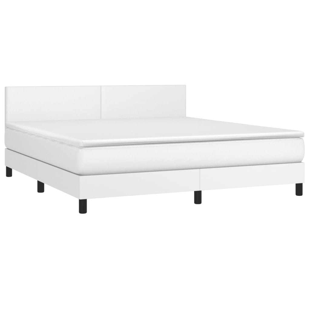Boxspring Met Matras Kunstleer Wit 180 x 200 cm Effen ontwerp