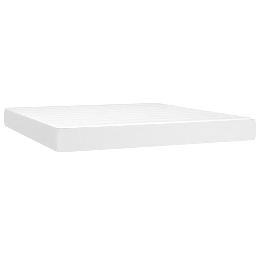 Boxspring Met Matras Kunstleer Wit 180 x 200 cm Effen ontwerp