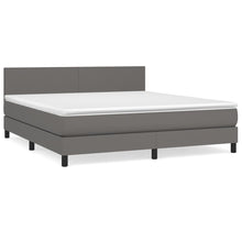 Boxspring Met Matras Kunstleer Grijs 180 x 200 cm Effen ontwerp