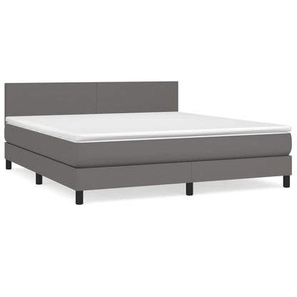 Boxspring Met Matras Kunstleer Grijs 180 x 200 cm Effen ontwerp