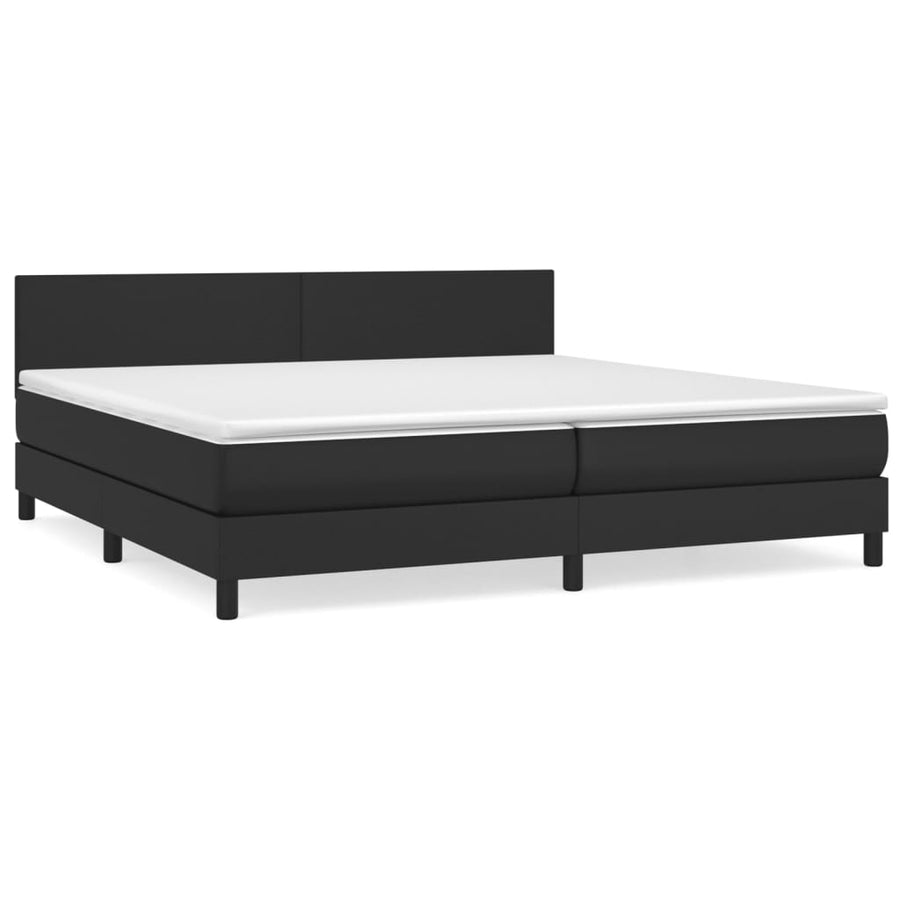 Boxspring Met Matras Kunstleer Zwart 200 x 200 cm Effen ontwerp