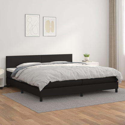 Boxspring Met Matras Kunstleer Zwart 200 x 200 cm Effen ontwerp