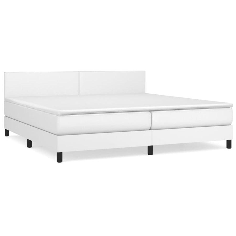 Boxspring Met Matras Kunstleer Wit 200 x 200 cm Effen ontwerp