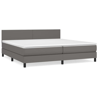 Boxspring Met Matras Kunstleer Grijs 200 x 200 cm Effen ontwerp