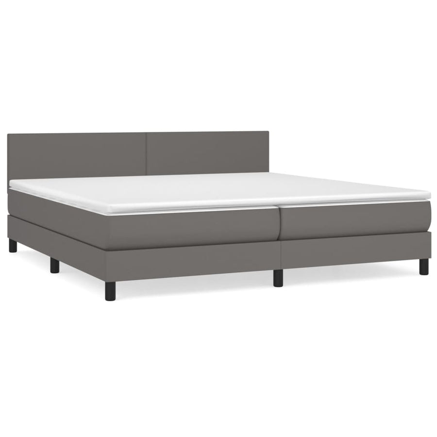 Boxspring Met Matras Kunstleer Grijs 200 x 200 cm Effen ontwerp