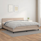 Boxspring met matras kunstleer cappuccinokleurig 200x200 cm 200 x 200 cm Effen ontwerp