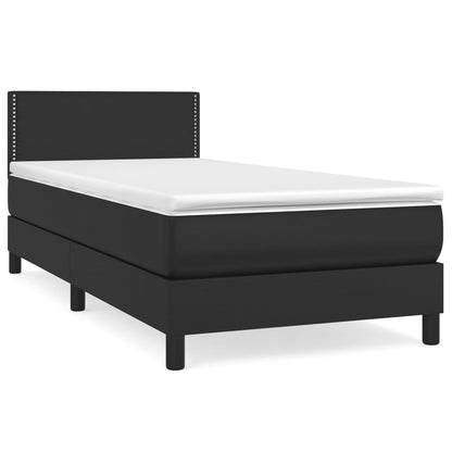 Boxspring Met Matras Kunstleer Zwart 80 x 200 cm Effen met spijkers