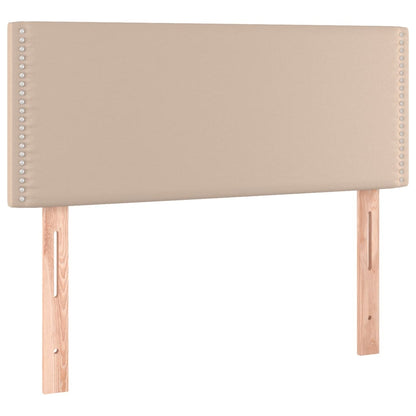 Boxspring met matras kunstleer cappuccinokleurig 80x200 cm 80 x 200 cm Effen met spijkers