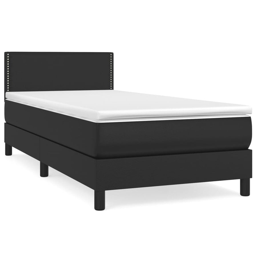 Boxspring Met Matras Kunstleer Zwart 90 x 190 cm Effen met spijkers