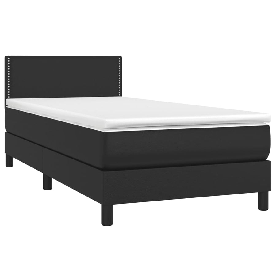 Boxspring Met Matras Kunstleer Zwart 100 x 200 cm Effen met spijkers
