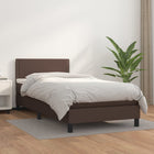 Boxspring Met Matras Kunstleer Bruin 100 x 200 cm Effen met spijkers