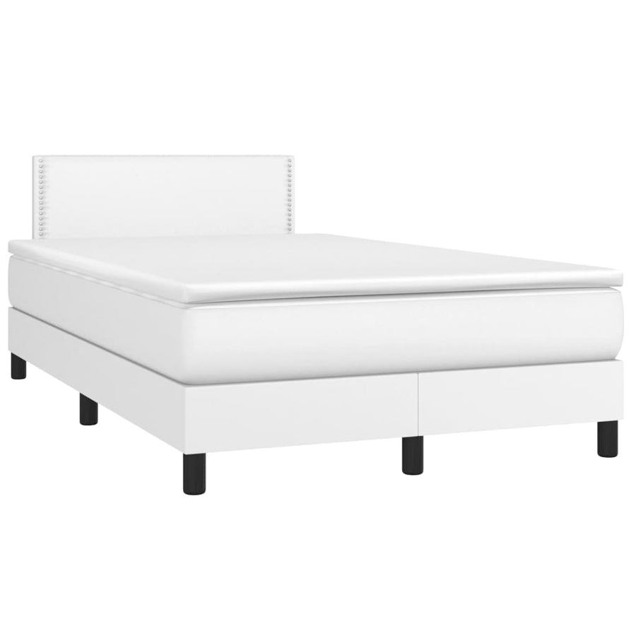 Boxspring Met Matras Kunstleer Wit 120 x 200 cm Effen met spijkers