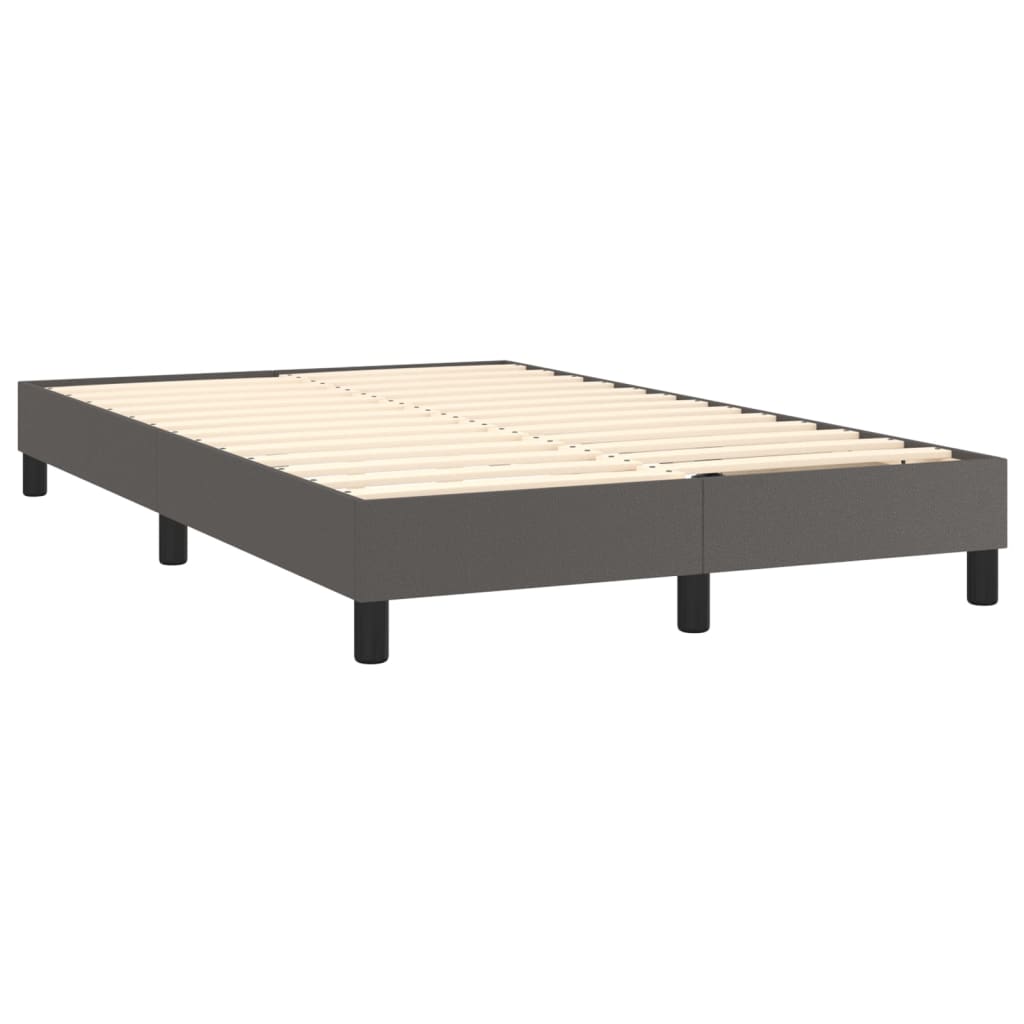 Boxspring Met Matras Kunstleer Grijs 120 x 200 cm Effen met spijkers