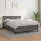 Boxspring Met Matras Kunstleer Grijs 140 x 190 cm Effen met spijkers