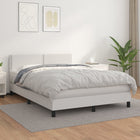 Boxspring Met Matras Kunstleer Wit 140 x 200 cm Effen met spijkers