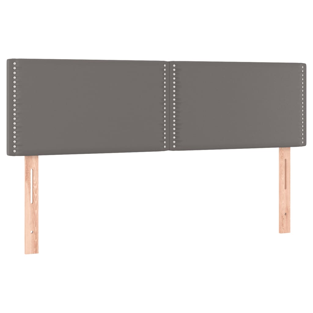 Boxspring Met Matras Kunstleer Grijs 140 x 200 cm Effen met spijkers